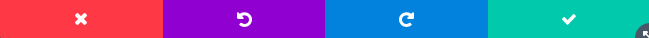 Four colored action button icons for close, undo, redo, and confirm