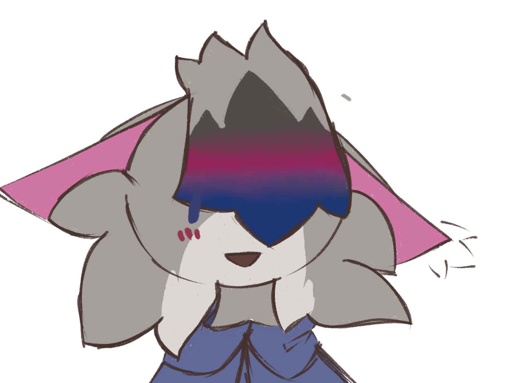 Cartoon character avatar with a gradient stripe across the eyes